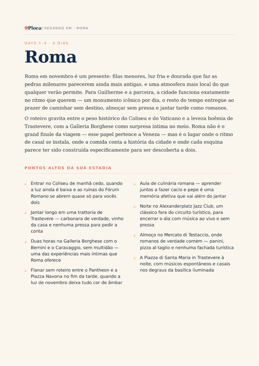Rome chapter from a personalized itinerary